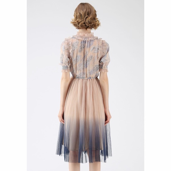 CHICWISH NWT We Know It All Gradient Pleated Mesh Tulle Dress S/M - Picture 4 of 16